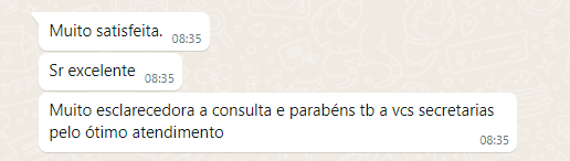 Paciente muito satisfeita