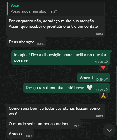 Elogio ao atendimento da secretária
